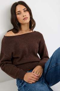 By Rosa: BY ROSA Society Chocolate Off the Shoulder Jumper Top