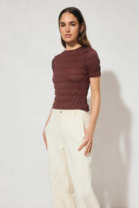 MON RENN Vega Knit Top Plum