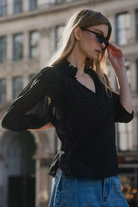 Ivy Jack: IVY + JACK Closure Mini Polka Dot Top Black