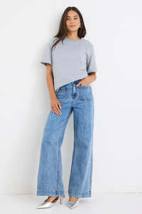 Among The Brave: AMONG THE BRAVE Zoey Signature Blue Wide Leg Pocket Jean