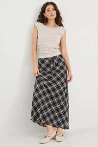 AMONG THE BRAVE Rally Black Check Chiffon Maxi Skirt