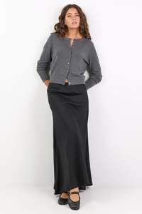 REUNION Lagos Black Linen Bias Maxi Skirt