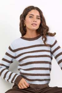 STORIES BE TOLD Routine Stripe Long Sleeve Knit Ice Blue Chocolate