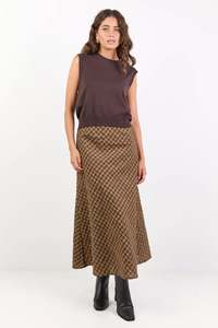 Stories Be Told: STORIES BE TOLD Companion Midi Skirt Chocolate Caramel