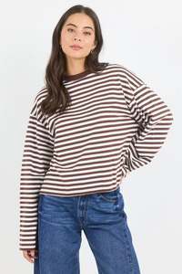 STORIES BE TOLD Unite Chocolate White Stripe Tee