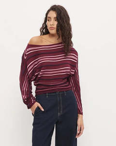 MON RENN Selena Knit Top Berry Stripe
