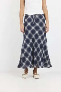 Ivy Jack: IVY + JACK Drifter Navy Check Maxi Skirt