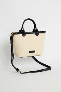 AMONG THE BRAVE  Siena Natural Canvas Pu Trim Small Knot Handle Bag