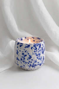 Hayz Homewares: HAYZ HOMEWARES Blue Splash Glazed Ceramic Soy Candle