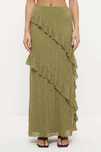 MON RENN Kira Lace Skirt Khaki