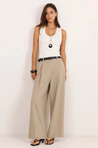 AMONG THE BRAVE Conquered Relaxed Wide Leg Adjustable Waist Pant Stone