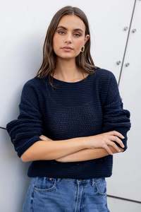 Re Union Label: RE:UNION LABEL Dawn Crochet Knit Jumper Ink