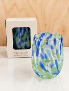Hayz Homewares: WILLOW & MAE Blue Green Splatter Wine Glass