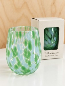 WILLOW & MAE Stemless Aqua Splatter Wine Glass