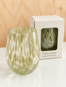 Hayz Homewares: WILLOW & MAE Stemless Olive Splatter Wine Glasses