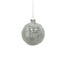 Tree Decorations: Clear Glass with White Swags Bauble