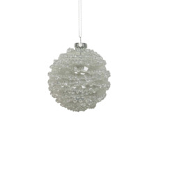 Tree Decorations: Clear & White Glass Bauble