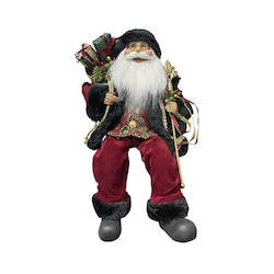 Sanats: Sitting Santa in Burgundy Coat