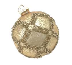 Tree Decorations: Gold Harlequin Glass Bauble