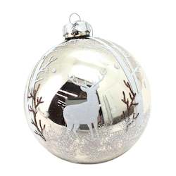 Tree Decorations: Silver Reindeer Ball