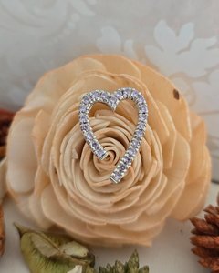 Products: Sterling Silver Open Heart Pendant with Pink CZ Stones - The Chunky Jeweller