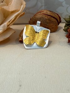 Sterling Silver Pendant with Gold Butterfly Elegant Jewelry - The Chunky Jeweller