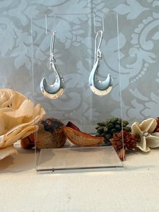 Elegant Sterling Silver Crescent Hook Drop Earrings - Timeless Design - The Chunky Jeweller