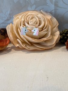 Sterling Silver Unicorn Stud Earrings with Enamel Detail - The Chunky Jeweller