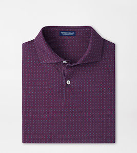 Peter Millar: 2023 Peter Millar Mens Lloyd Dot Geo Polo - Merlot