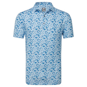 2024 FootJoy Men's Primrose Print Lisle Polo - Ocean