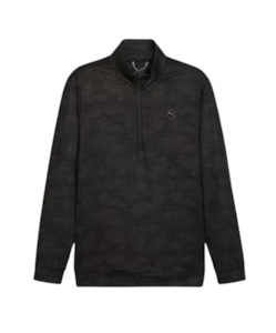 Puma Clothing: 2024 Puma Men's Cloudspun Camo 1/4 Zip Pullover - Black