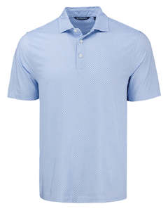 Mens Apparel: 2025 Cutter & Buck Men's Eco Diamond Print Polo - Tour Blue