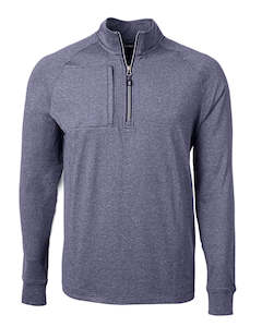 Mens Apparel: 2025 Cutter & Buck Men's Adapt Eco Heather 1/2 Zip Pullover - Navy Blue Heath