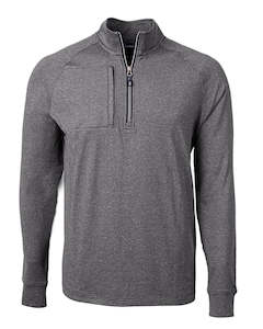 2025 Cutter & Buck Men's Adapt Eco Heather 1/2 Zip Pullover - Black Heather