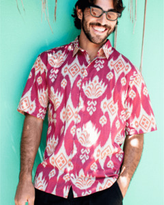 PADMA Short Sleeve Shirt Cherry Ikat
