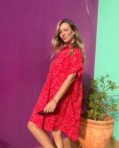 Womens Tops: ALBA Maxi Shirt Berry Bloom