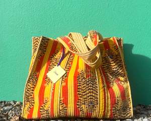 Accessories: Velvet Tote Bag - Tiger Red and Yellow