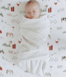 All: Single Cotton Muslin Swaddle – Tan Gingham
