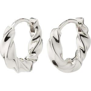 Pilgrim Jewellery: Taffy Recycled Small Swirl Hoop Earrings - Silver Plated