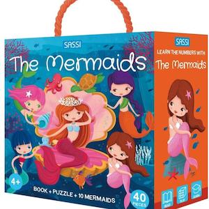 3D Puzzle and Book Set - Learn Numbers / Mermaids, 40 pcs