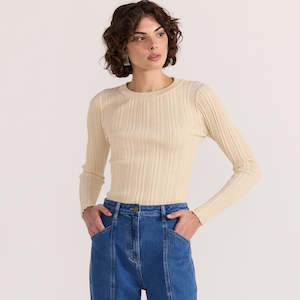 Kyra Rib Knit Top - Ecru