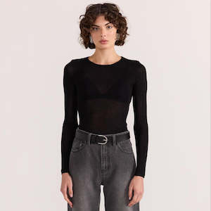 Asta Sheer Knit Top - Black