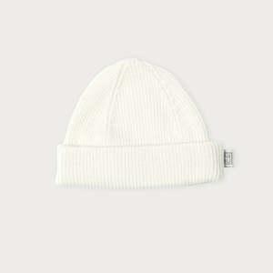 Kids Headwear: Merino Rib Beanie - Cream