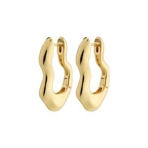 Pilgrim Jewellery: Wave Recycled Wavy Earrings - Gold Plated
