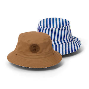 Kids Headwear: Reversible Bucket Hat - Deep Sea Stripe