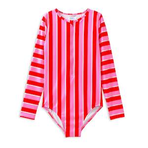 Candy Stripe Long Sleeve Swimsuit