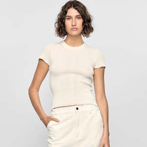 Staple The Label: Maya Ribbed Knit Tee - White
