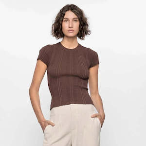 Staple The Label: Maya Ribbed Knit Tee - Espresso