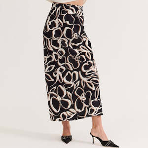 Staple The Label: Elin Bias Slip Skirt - Black Floral