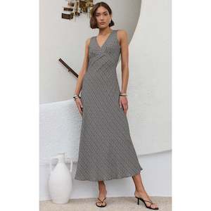 Della Bias Maxi Dress - Black / Cream